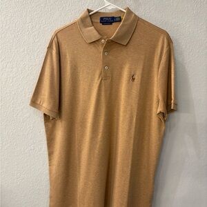 Ralph Lauren Men's Camel Soft Cotton Polo Shirt; custom slim